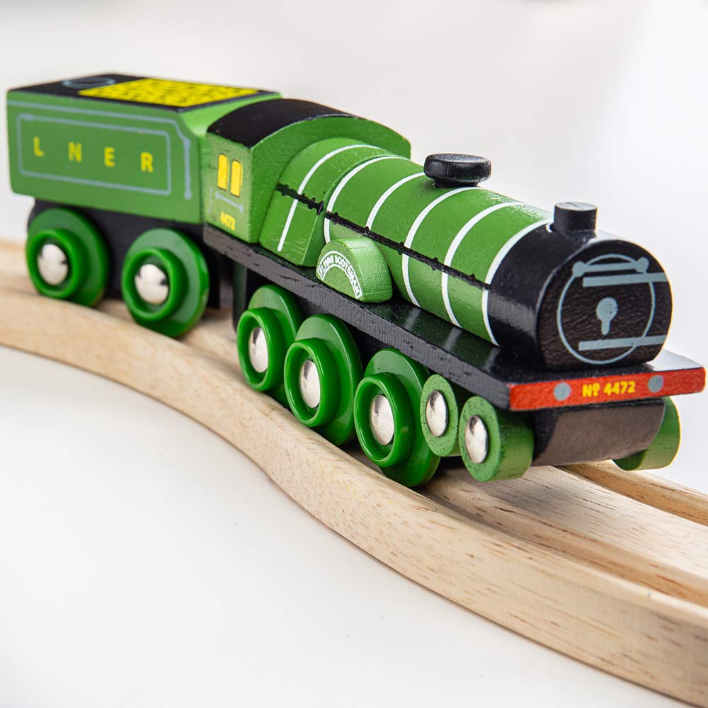 Bigjigs Rail Flying Scotsman Toy Train | Green Model for Wooden Track Set | Heritage Collection Railway Figures & Accessories | Great Gifts for 3+ Year Old Kids | Educational Tool for Toddlers