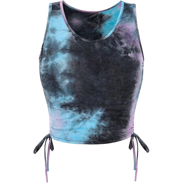 Remidoo Crop Top Donna Tie Dye Nero E Marrone - Maglietta Estiva A Maniche Corte, Morbida In Cotone (Taglia XL)