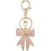 XGALBLA Sparkly Cute Initial Letter Rhinestone Bow Keychain for Women Gold Tone Bag Charms Coquette Aesthetic Purse Charms