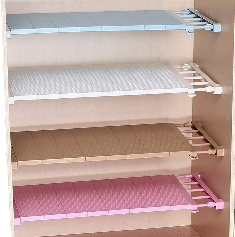 Homieco Extendable Closet Shelf Storage Rack Separator Adjustable Wardrobe Cupboard Divider DIY Organizer Rod for Kitchen Bathroom Bedroom