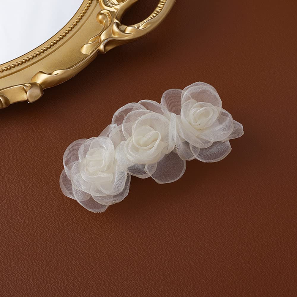 Hair Clips, Beige Flower Barrettes Hair Accessories for Women Girls Kids, 1 PC Elegant Handmade Fashion Headwear Wedding Styling Tools for Party Wedding Daily — image 1