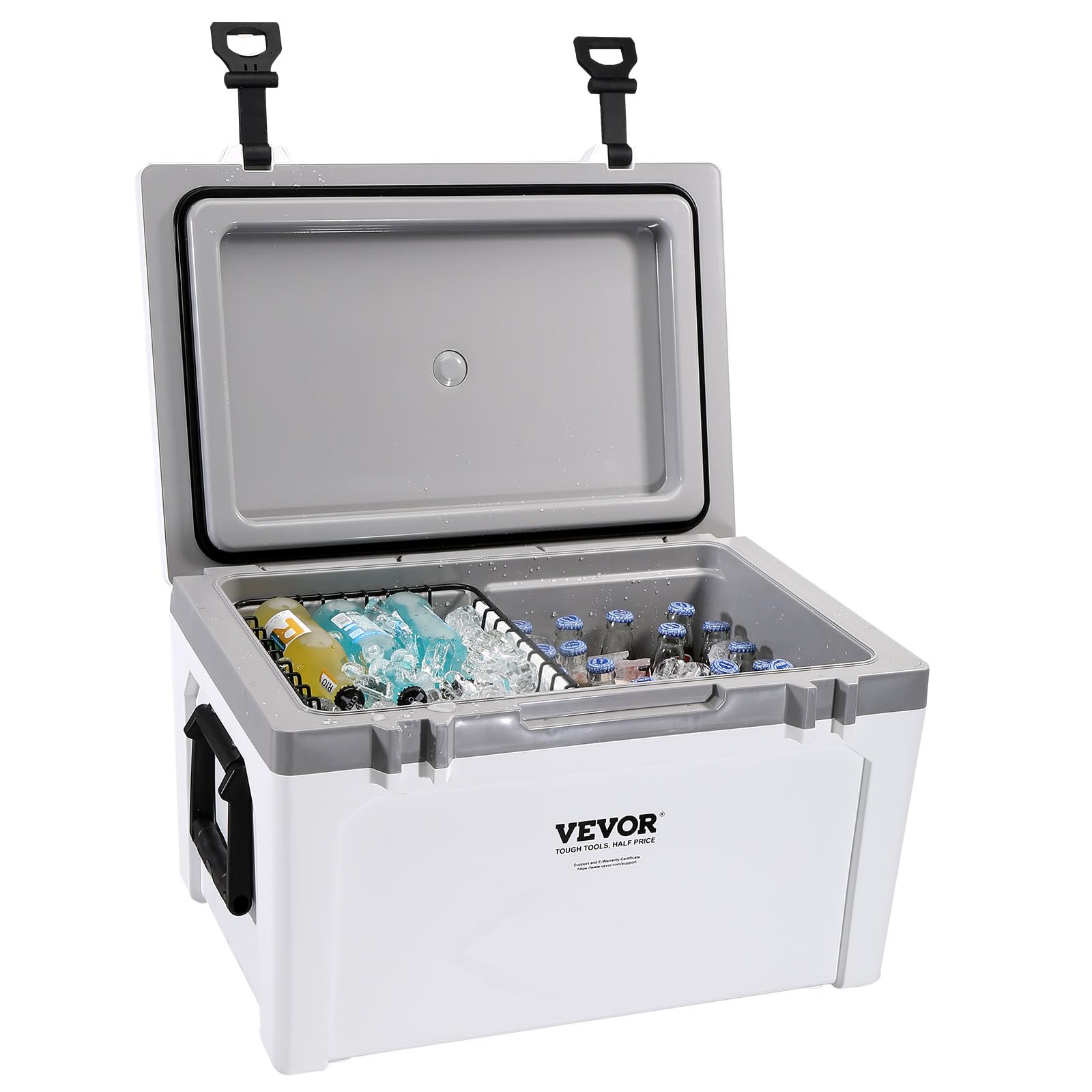 VEVOR Ultra-Light Hard Cooler, Ice Retention Cooler with Heavy Duty Handle, Ice Chest Lunch Box for Camping, Travel, Outdoor, Keeps Cool for up to 6 Days, 30% Lighter Than Rotomolded Coolers