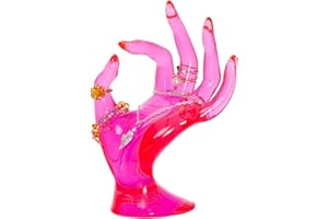 Maxsirui Hand Form Ring Holder Jewelry Display Organization Rack Bracelet Ring Watch Stand Support Aesthetic Decor Y2k Room Decor(Rose Red)