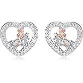 925 Sterling Silver Heart Horse Earrings Hypoallergenic Jewelry Gifts for Horse Lovers Women