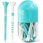 EWILLING Stable &amp; Durable Plastic Golf Tees 60Pcs Size 2-3/4 Inch or 3-1/4 Inch Packaged in Plastic Jar with Lid Available Pink White Blue Color