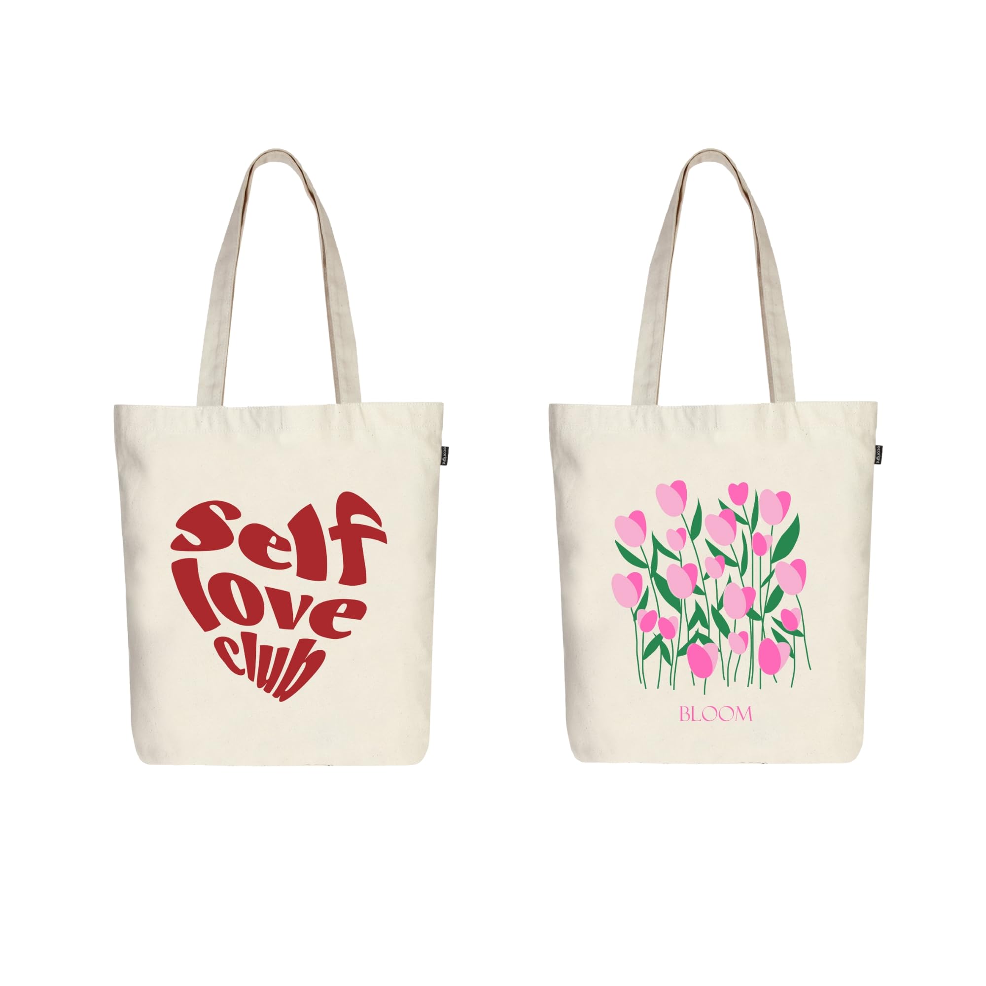 Eco Right Aesthetic Canvas Tote Bags for Women, Reusable Tote Bag with Zip, Ideal for Grocery, Shopping, Travel, School