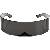 zeroUV - 80s Futuristic Cyclops Cyberpunk Visor Sunglasses with Semi Translucent Mirrored Lens Shield Sunglasses