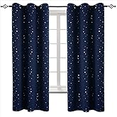 BGment Kids Blackout Curtains for Boys Bedroom, Star Curtains Thermal Insulated Grommet Window Drapes for Nursery, Set of 2 Panels (42 x 63 Inch, Navy Blue)