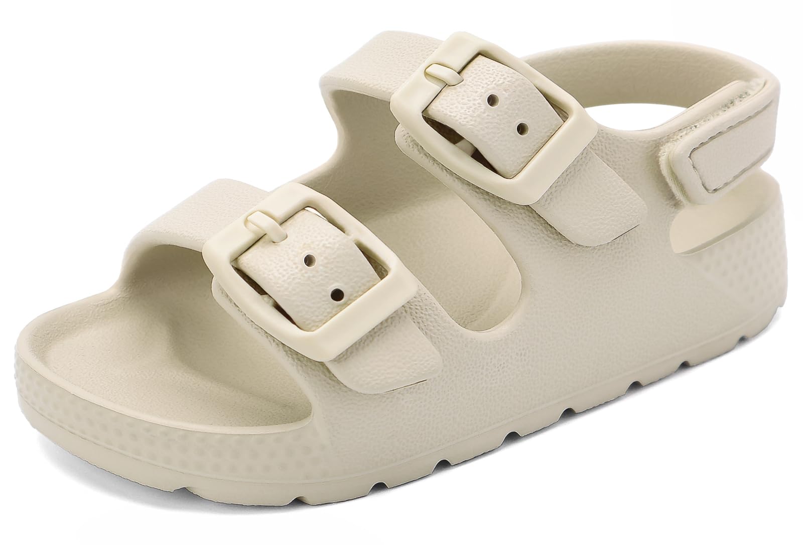 Photo 1 of INMINPIN Toddler Boys Girls Buckle Sandals Comfort Open Toe Sandal with Adjustable Back Strap, Beige, 6 Toddler