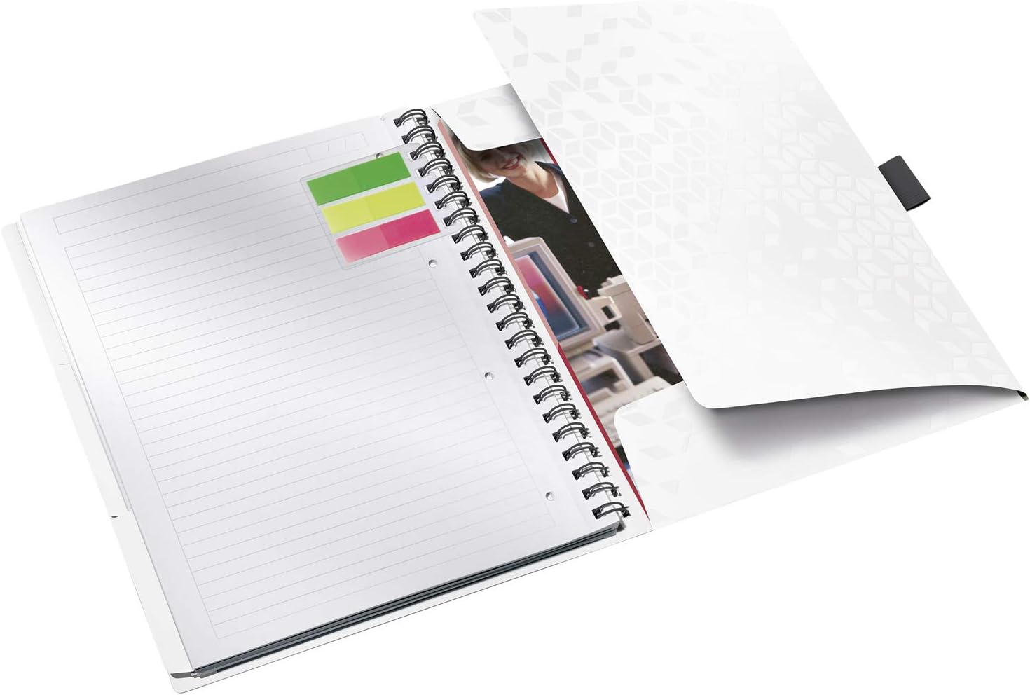 Leitz A4 Stiff Cover Notebook, White Wire Bound, 80 Sheets, Ruled, 80 gsm Ivory Paper, Wow Be Mobile Range - Image 3