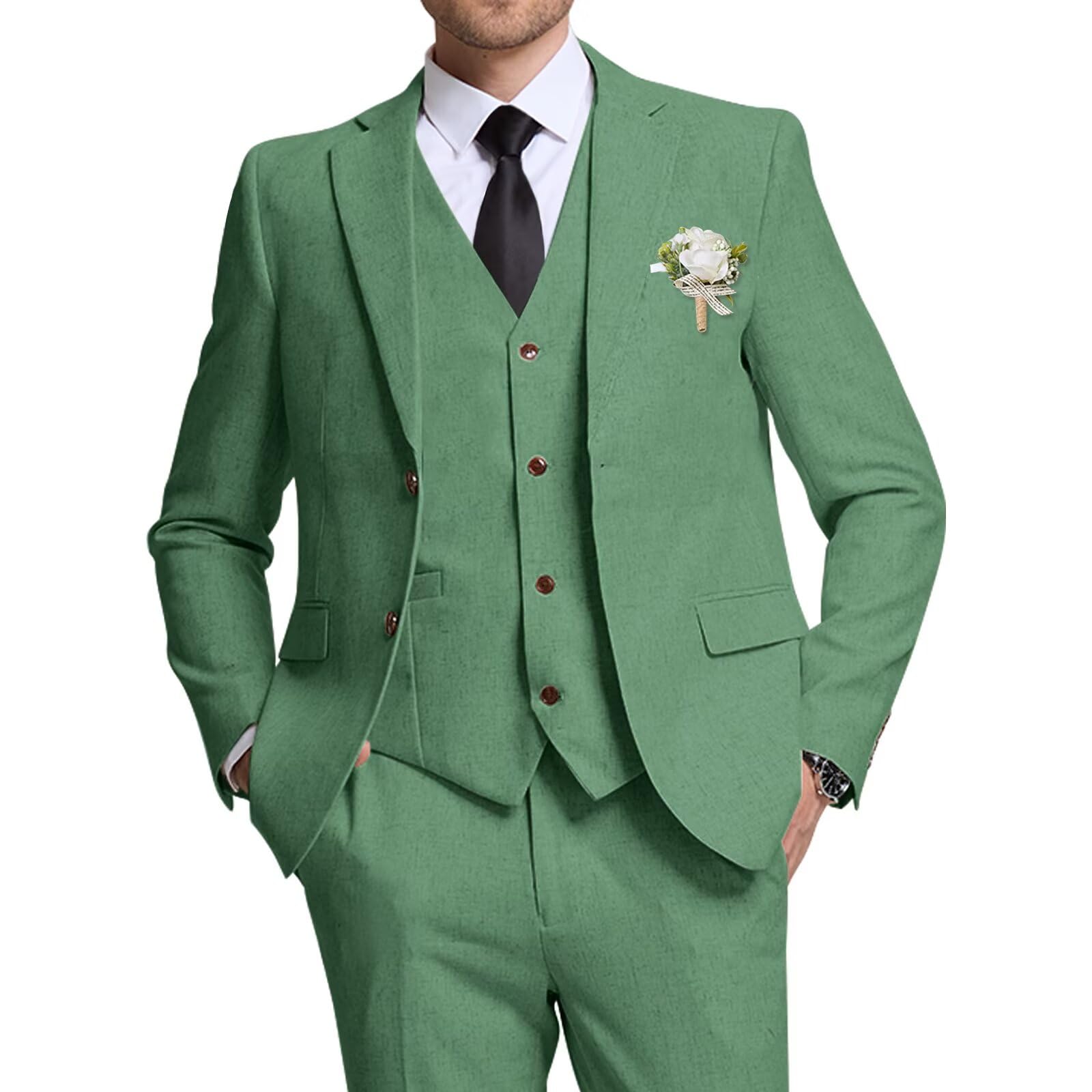 High-End Suits Mens Linen Suit Men Business Casual