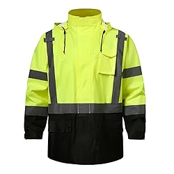 SKSAFETY Hi Vis Reflective Work Rain Jacket for Men