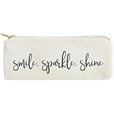 The Cotton & Canvas Co. Smile, Sparkle, Shine Small Cosmetic Case and Travel Pouch for Office and On the Go