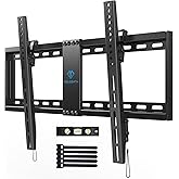 PERLESMITH Tilting TV Wall Mount for 37-82 Inch Flat Curved TVs, Low Profile Tilt TV Mount up to 132 lbs, Wall Mount Bracket 