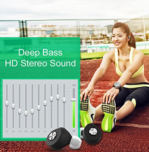 Galaxy S9 Plus Dual Wireless In-ear Earbuds with Charging Box, Stereo Headsets, Sweatproof Sleek Earphones with Mic, Bluetooth Headphones for iPhone x,iPhone 8/8 Plus,iPhone 7/7 Plus, etc - Black