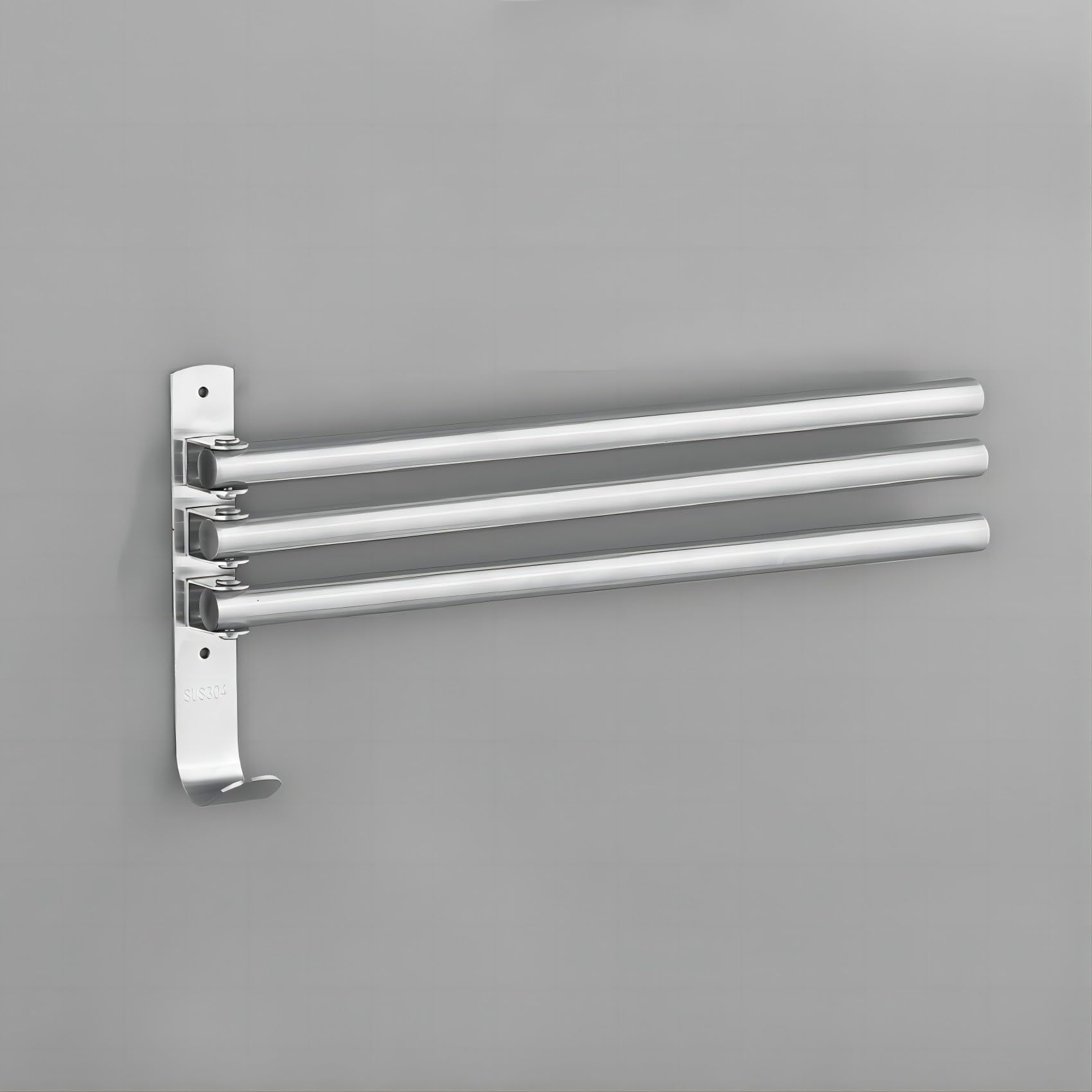 yozhch Kitchen Swivel Towel Rack Wall Mounted, Bathroom Rotating Chrome Towel Rail, Lavatory Swing Small Towel Holder Folding Bar (3 Arms 35 cm)