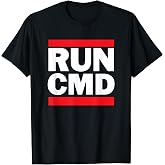 Run-CMD Designs Men's Black Classic Fit Short Sleeve T-Shirt - Command Prompt, Computer Programmer