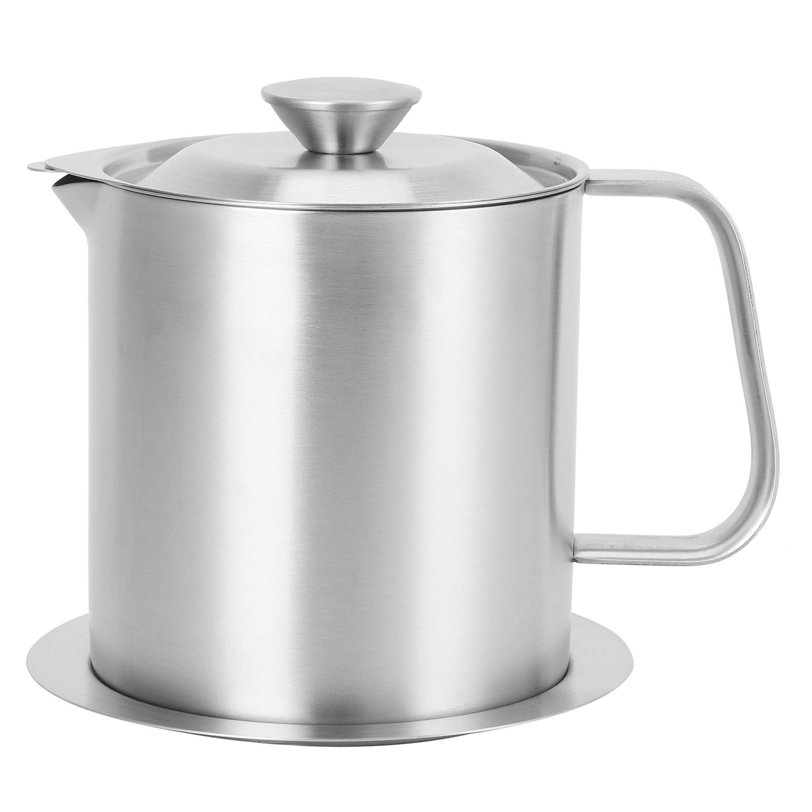 Stainless Steel Oil Filter Pot, 1L Cooking Grease Container with Filter Mesh, Multi-Functional Oil Storage Pot Grease Can with Lid for Kitchen Cooking