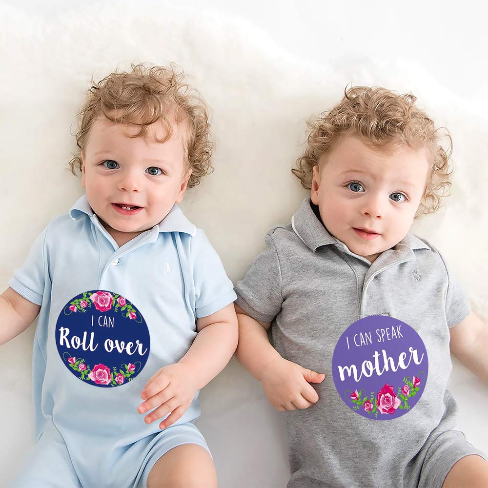 HIGO Baby Monthly Milestone Stickers | 36 Pack Floral Baby Growth& Holiday Stickers | Newborn Girl Stickers | Best Baby Shower Gift | Decorative Photograph Prop (36 Pack Floral)