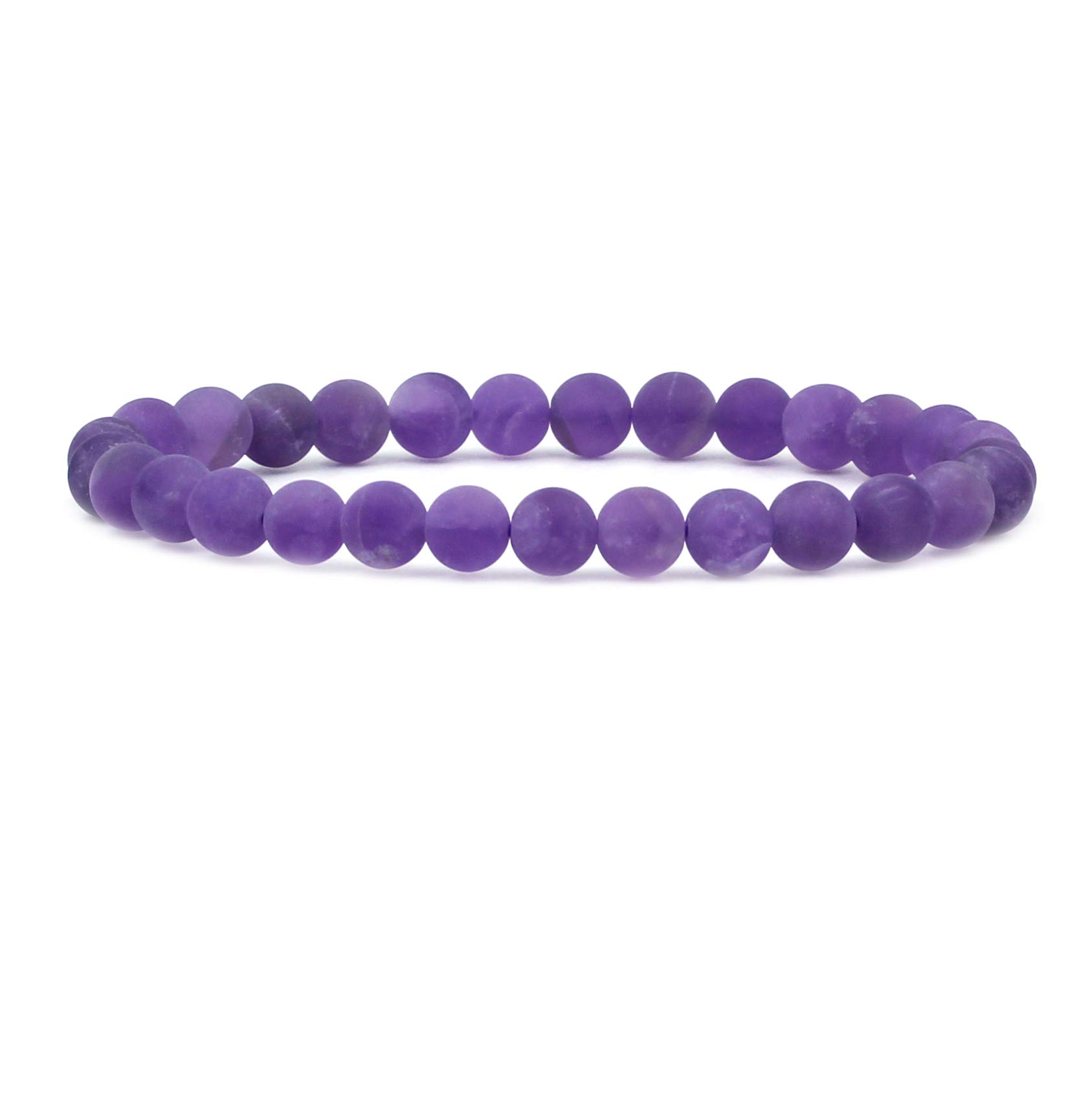 CHENYUE Natural Crystal Matt Amethyst Gemstone 6mm Round Beads Stretch Bracelet 7 Inch
