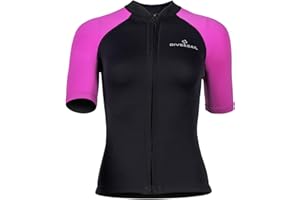 DIVE & SAIL Wetsuit Top Men Short Sleeve Front Zip Wetsuit Jacket 1.5mm Neoprene Swimsuit for Swimming Diving Surfing