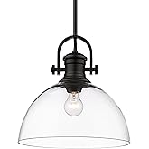 Golden Lighting Hines 1-Light Pendant in Matte Black with Clear Glass