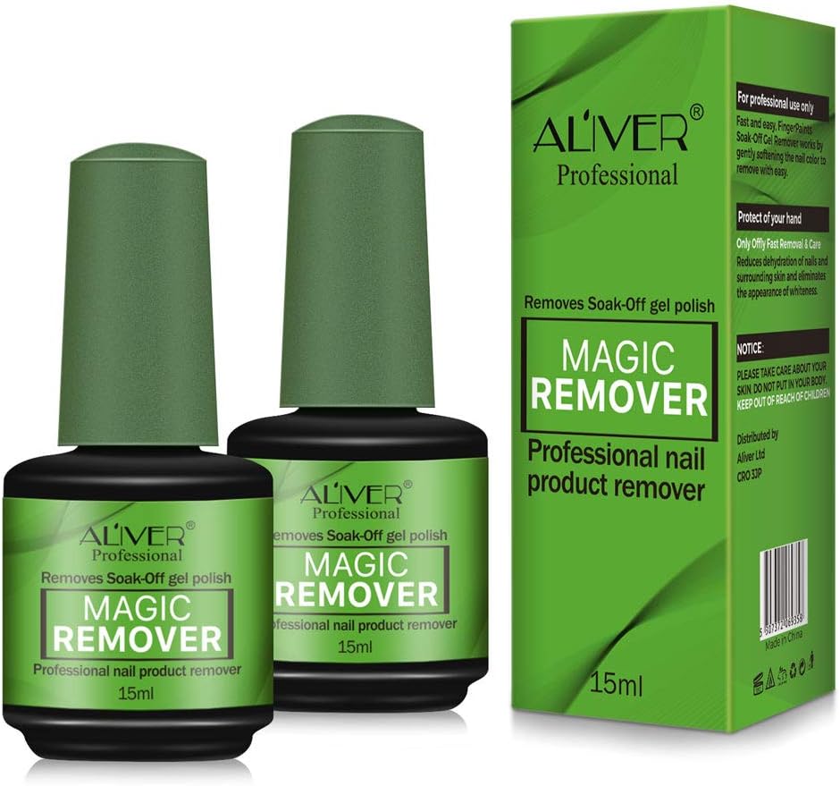 2pcs Magic Nail Polish Remover, Professional Removes Soak-Off Gel Polish IN 3-5 Minutes, Easily & Quickly, Don't Hurt Your Nails