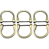LBTODH 6PCS Horseshoe U Shape Screw in Shackle Brushed Bronze D Ring for DIY Leather Craft Purse Keychain Accessories