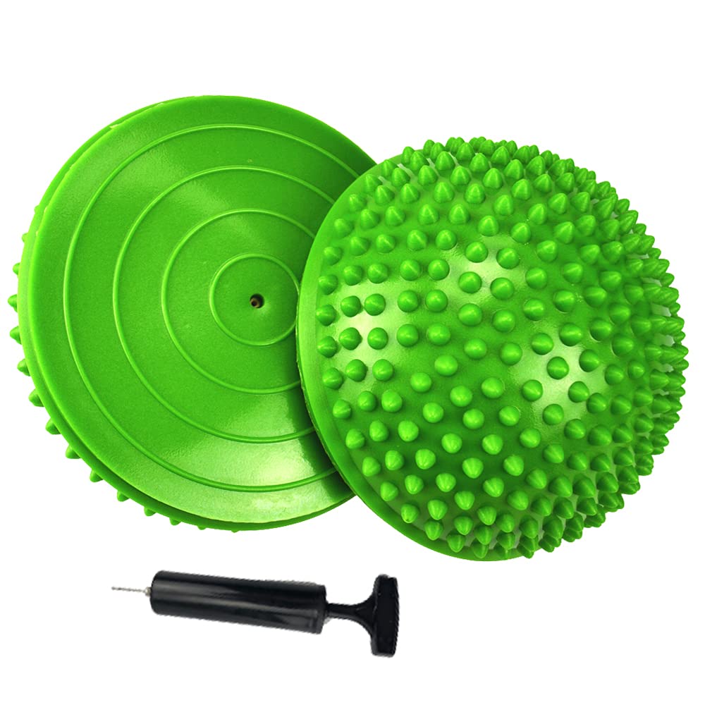 2PCS Hedgehog Balance Pods, Pimples Pilates Ball with Pump, Half Spiky Fitness Domes for Kids Adults Sports, Foot Massage, Stability Training, Muscle Balancing Therapy, Yoga Exercise (D)