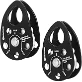 NewDoar Micro Mobile Pulley 30KN/6746lb Mobile Single Pulley Cheek Shaped for Max Rope 12mm Rope for Climbing, Rescue Lifting,Hitch Tending (Black-Pack of 2)