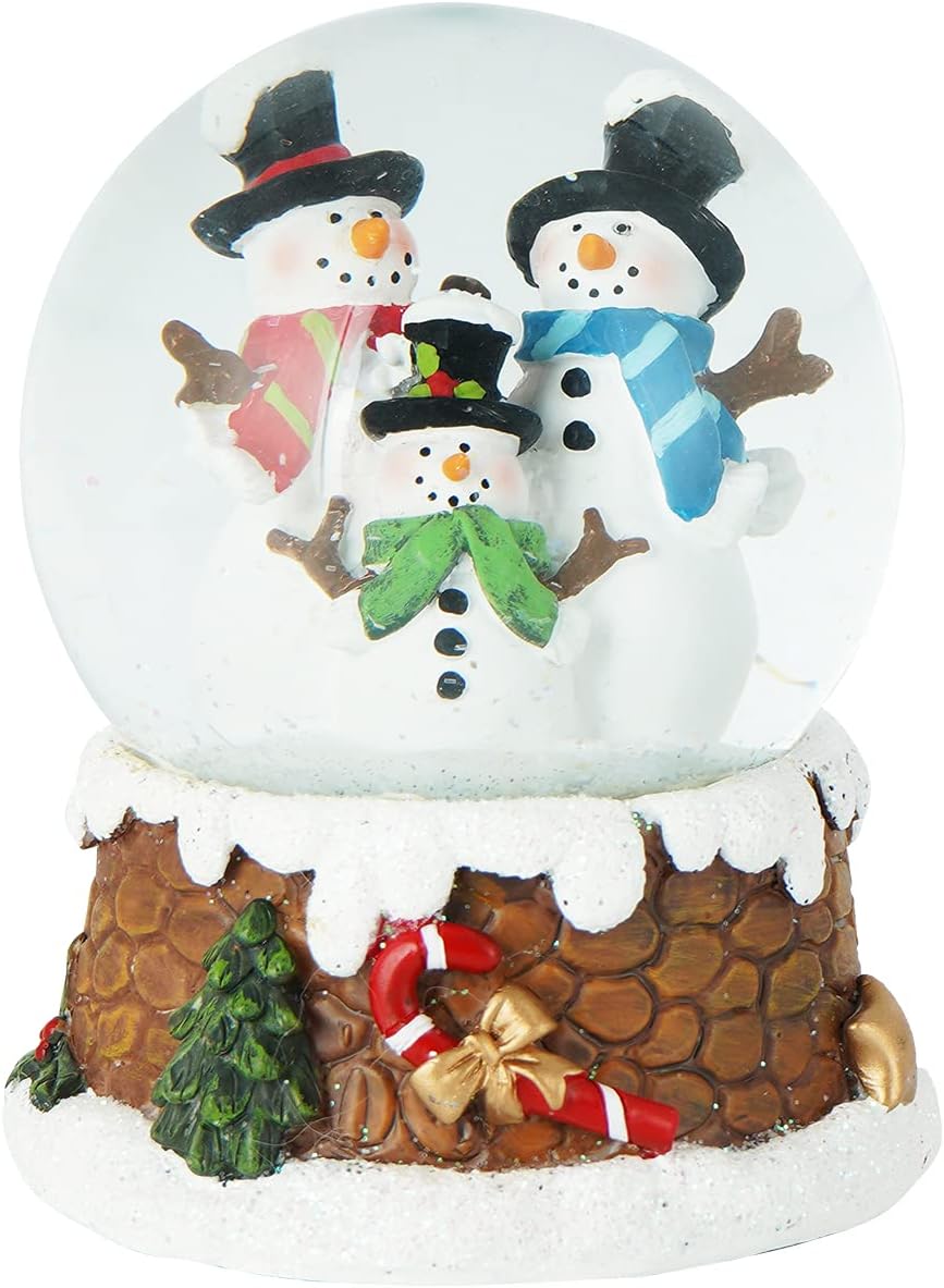 Snow Globes - DUSVALLY Snow Globe Gift for Kid & Adult Snowman-Family-Scene, Musical Crystal Glitter Ball for Christmas & New Year, 100mm Glass Water Globe Wind-up Decoration for Home & Office, 5.5''H