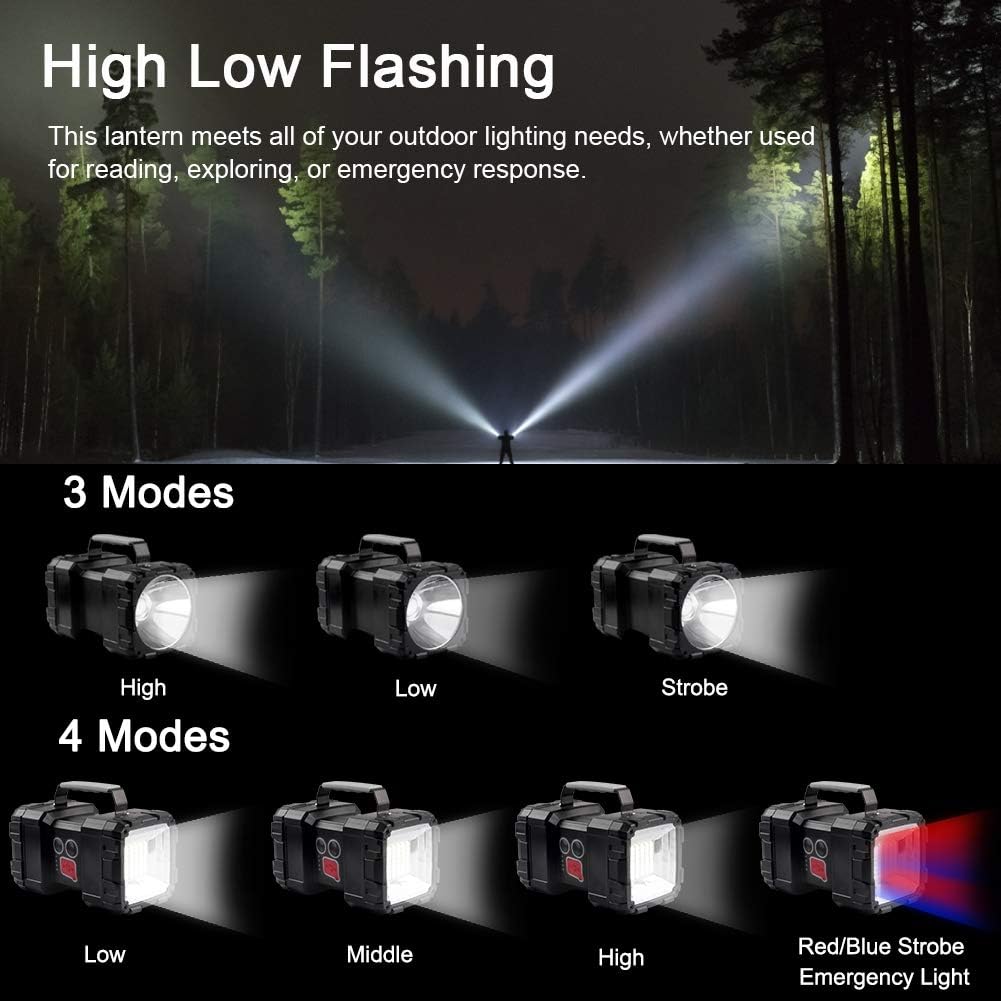 AlpsWolf Rechargeable Flashlight, LED Spotlight Flashlight 10000mAh 1200LM 20h Ultra-long Standby 3+4 Lights Modes Bright Flashlight Waterproof with USB Output as a Power Bank and Camping Accessories - - 