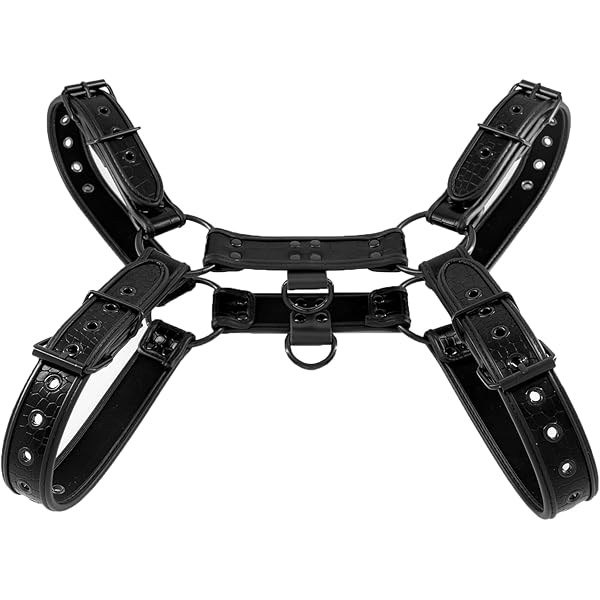 Men's Neoprene Chest Harness - Adjustable Shoulder Strap Muscle Protector In Bold Colors With Free Blindfold