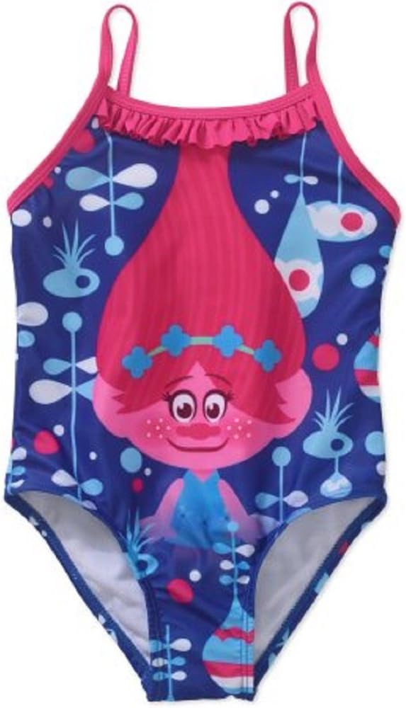 Trolls Toddler Girl Ruffle Detail 1pc Swimsuit (2T)