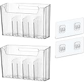 Lae Nuvole 2 Pack Adhesive Mount Cabinet Door Organizer, Wall Mounted Bathroom Organizers and Storage Bins Plastic Stackable Shower Caddy Hanging Floating Shelves for Narrow Space, BPA Free (Clear)