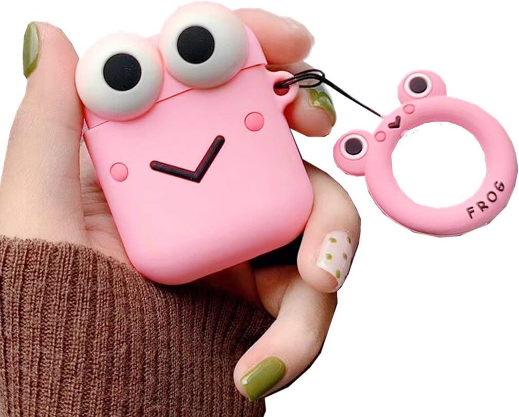 Cute Apple Airpods Case Silicone Cover Skin Accessories with Carabiner,Unique Gift Cases for Girls Kids Teens Women Air Pods, Purple, BUVE