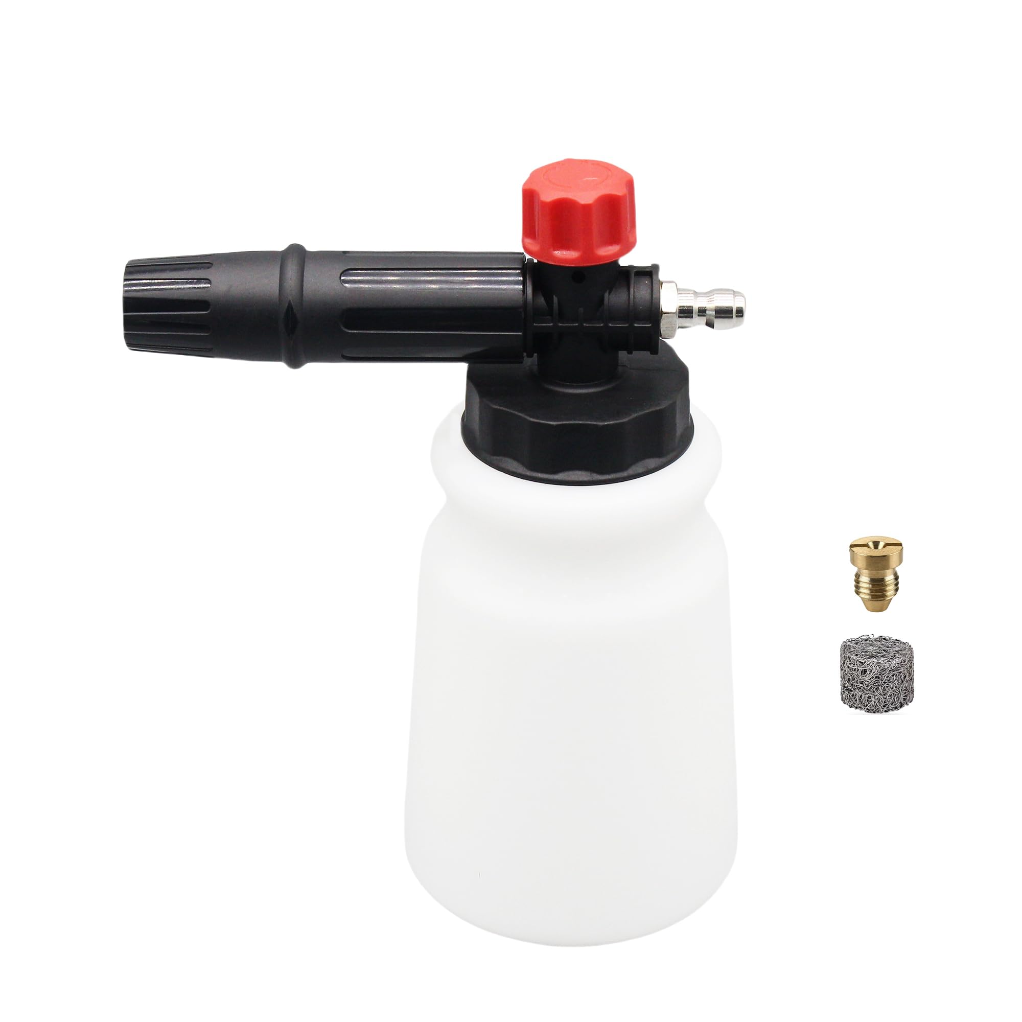 MATXREE Foam Cannon 1/4" Quick Release Pressure Washer, Car Wash 1L Adjustable Snow Foam Lance Soap Dispenser with Adjustable Spray Nozzle (Black & Red)