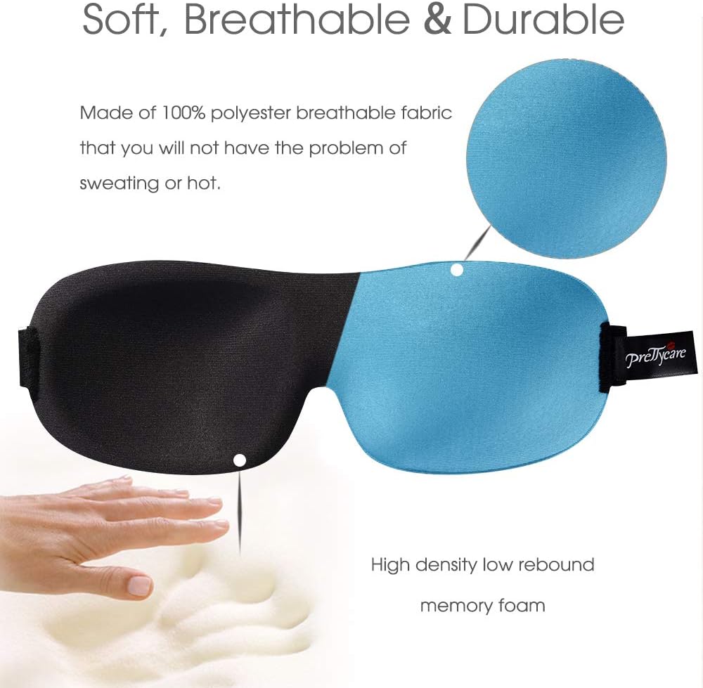 PrettyCare Sleep Mask 2 Pack,Eye Mask for Sleeping - 3D Contoured Sleeping Mask 100% Blackout - Blindfold Airplane with Ear Plugs, Night Masks with Travel Bag: Health & Personal Care