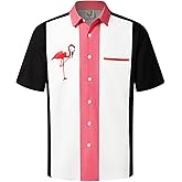 Hardaddy Men's Vintage Bowling Shirt Short Sleeve Button Down Hawaiian Summer Beach Printed Casual Shirts