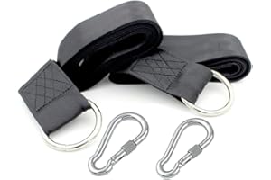 HI SUYI suyi 2Pcs 1.5m Camping Hammock Swing Tree Straps Set,1000D Polyester No Stretch,with 2 Heavy Duty Carabiner and D-Ring, Holds up to 1102 Lbs,Easy Set Up,with Portable Bag