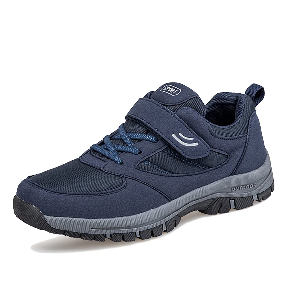 Photo 1 of LEADER SHOW Men's Comfortable Walking Shoes Non-Slip Safety Casual Sneakers for Elderly Strap Closure (10.5, Blue)