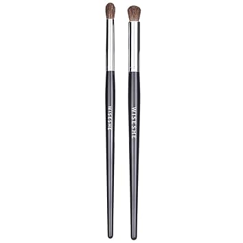 WISESHE Pro Eyeshadow Crease Blending Brushes (Set Of Two With Case) Natural Pony Hair