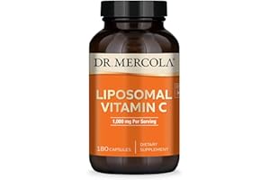 Dr. Mercola Liposomal Vitamin C - Brain, Heart, Eye & Immune Support - Provides 1,000 mg of Bioavailable Vitamin C - Non-GMO, Gluten-Free & Soy-Free - 180 Capsules (90 Servings)
