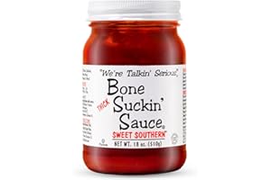 Bone Suckin' Sauce Sweet Southern Thick BBQ Sauce, 18 oz Glass Bottle, For Ribs, Chicken, Pork, Beef - Gluten-Free, Non-GMO, Kosher, Thick Barbecue Sauce Sweetened with Cane Sugar & Molasses - 1 Pc