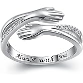 Yearace Hug Ring, S925 Sterling Silver Hug Rings for Women Girl, Hugging Hand Open Promise Ring, Mothers Day Valentine's Day Birthday Gifts