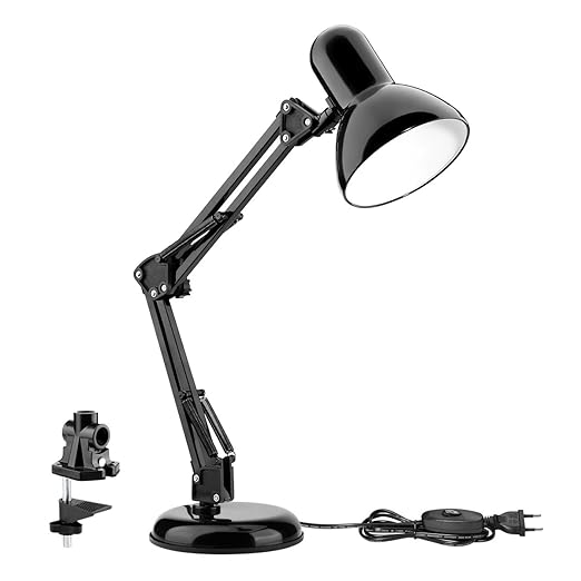 title=LE lampada da tavolo Abat-jour classica, E27 con Base + Morsetto a C Attacco