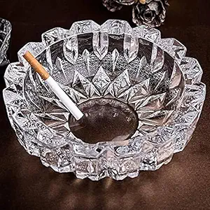 Evooka Glass Ashtray, 1 Round Glass Ash Tray, Ash Trays for Smoking for Home, Ashtray for Cigarette Stylish, Ashtray for Home, Car Ashtray