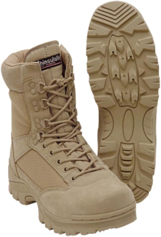 tan military boots with zipper