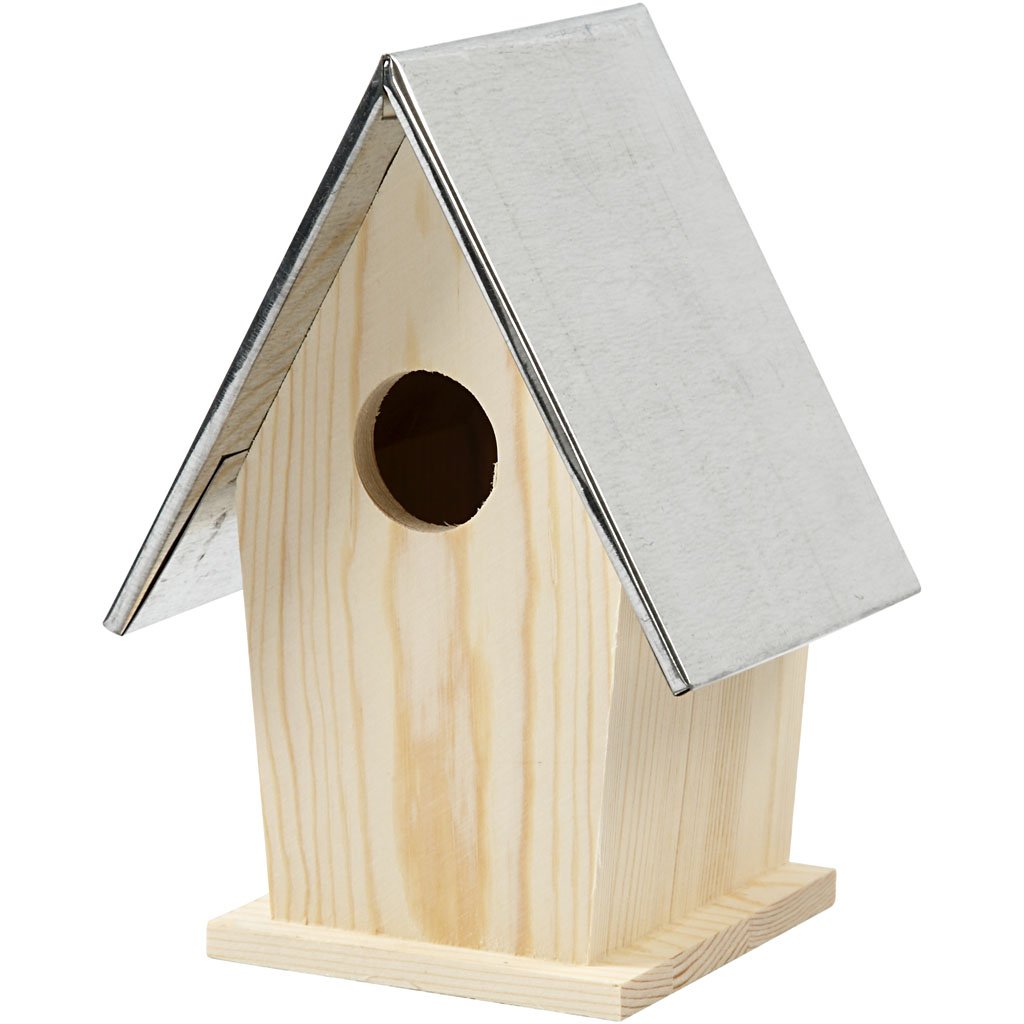 Creativ 577310 13.5 x 11 x 19 cm Wooden Bird Box with Removeable Zinc Roof, Pine