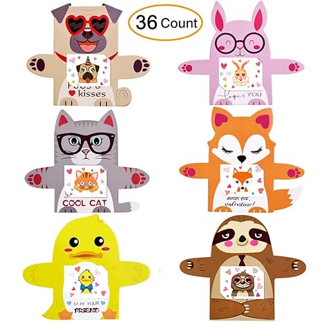 Valentine S Day Cards For Kids Valentines Cards Set With Animal